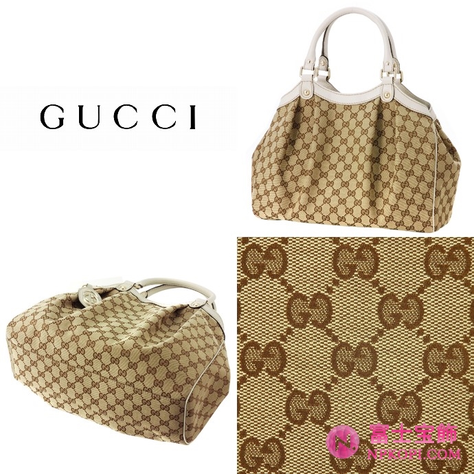 GUCCI/グッチ 2012年春夏SUKEY定番キャンバスGG柄Gチャーム付きミディアムプリーツバッグ 211944 FAFXG 9761 